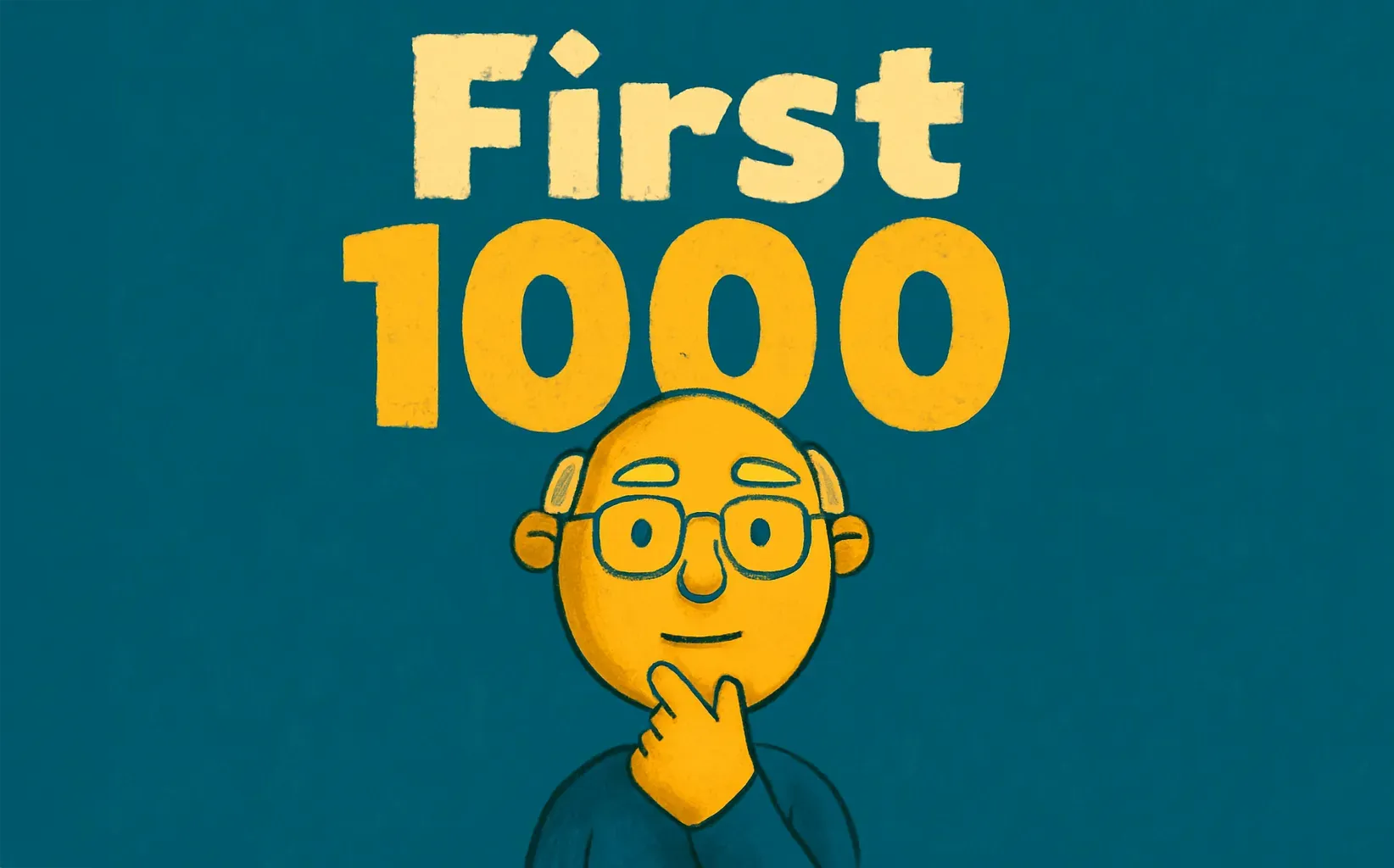 First 1000 newsletter hand drawn logo