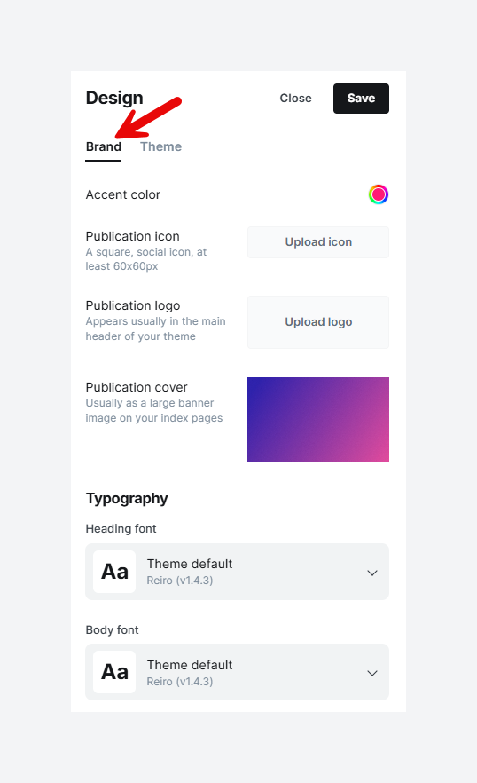 Brand settings in Ghost CMS