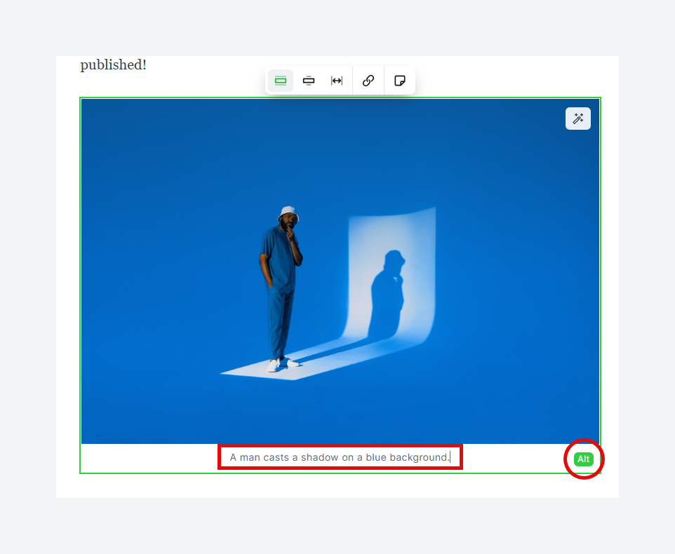 Alt attributes in images within post content