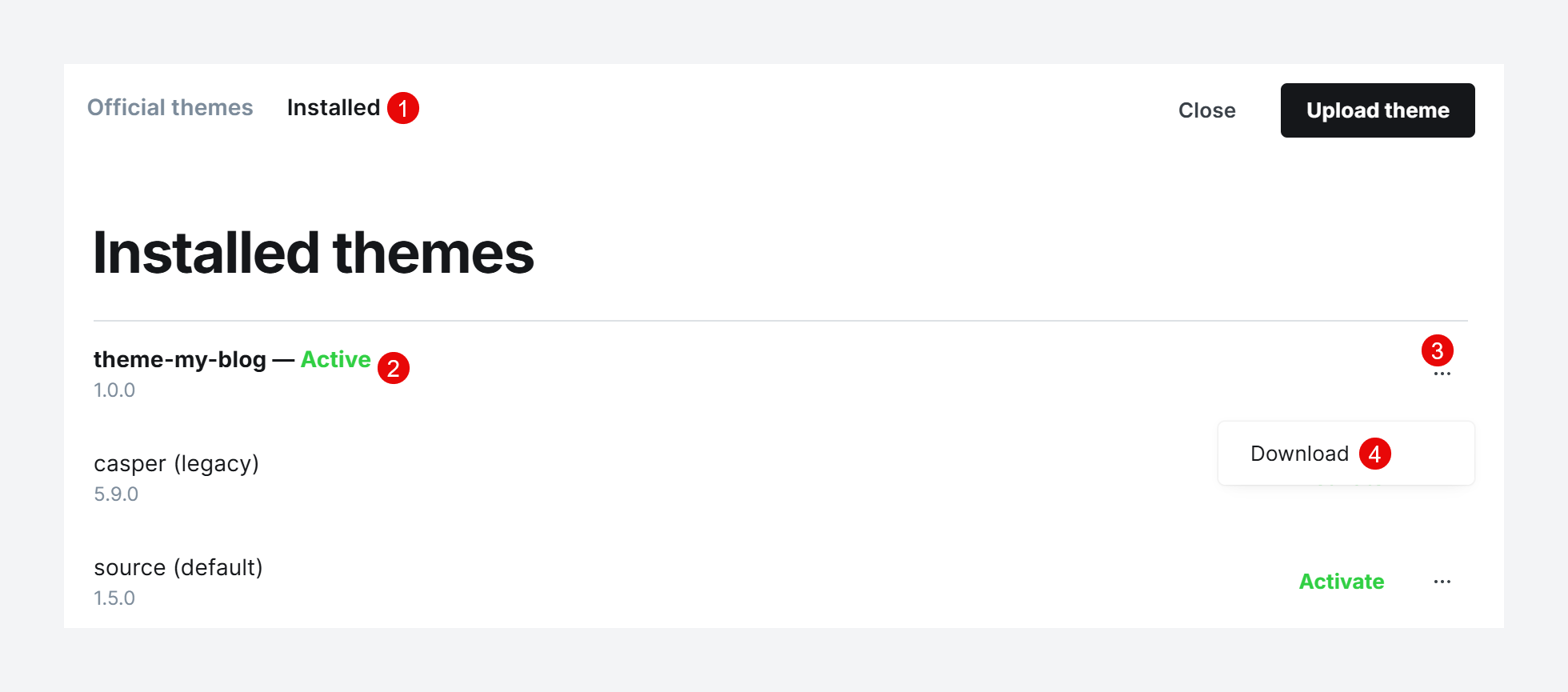Steps to download your current active theme