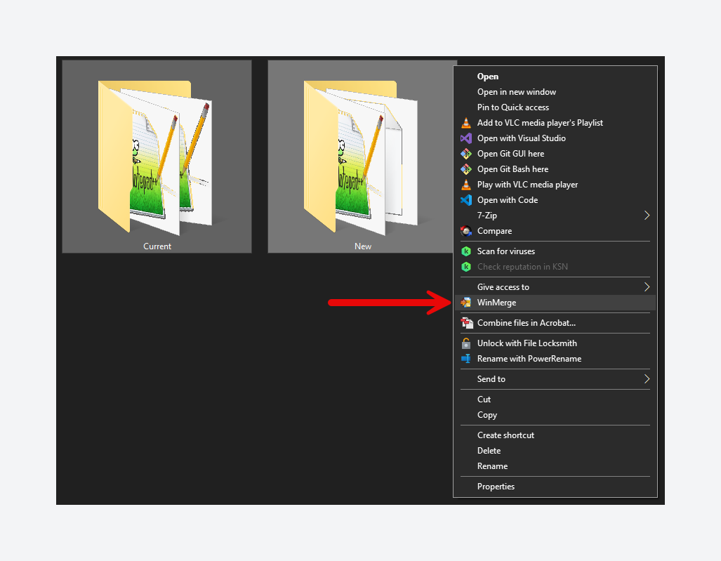 WinMerge in Windows context menu