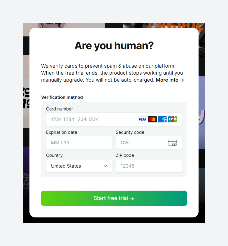 Add credit card details