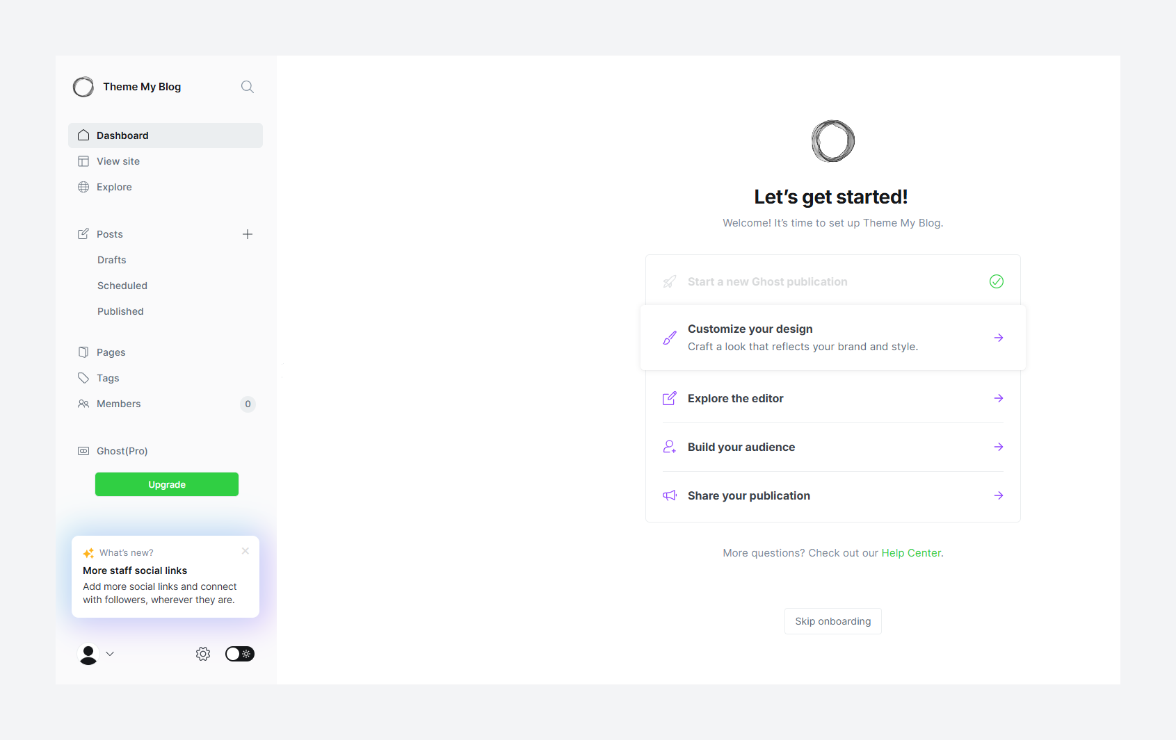 Ghost Dashboard
