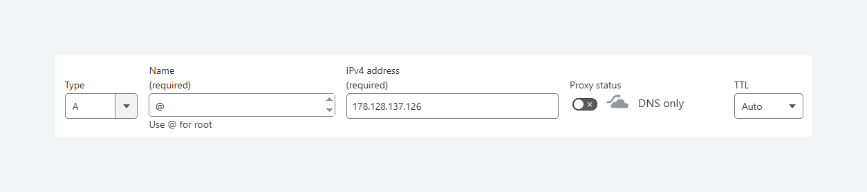 A record in Cloudflare
