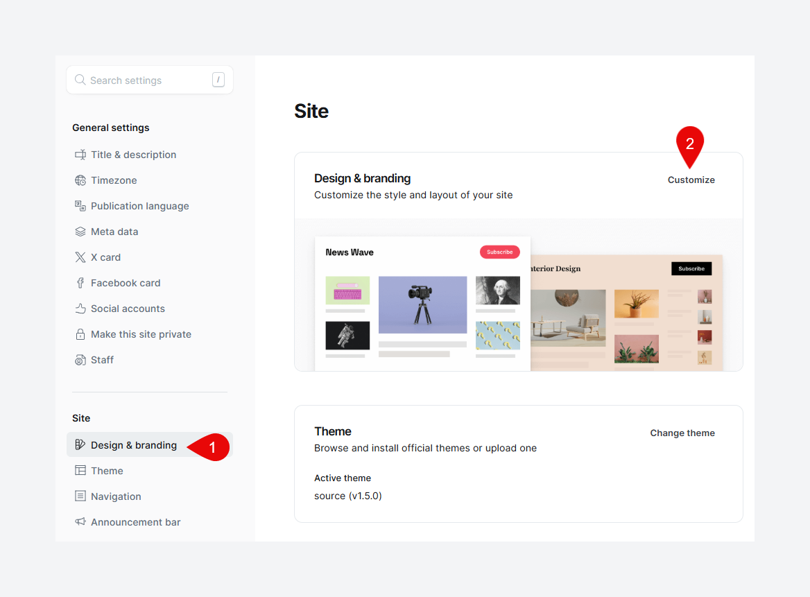 Customize your Ghost publication