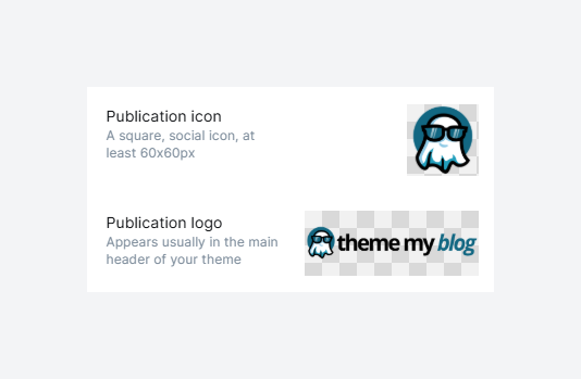 Publication icon and logo in Ghost Brand settings