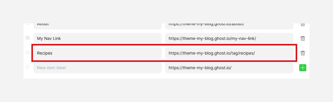 Tag archive menu item