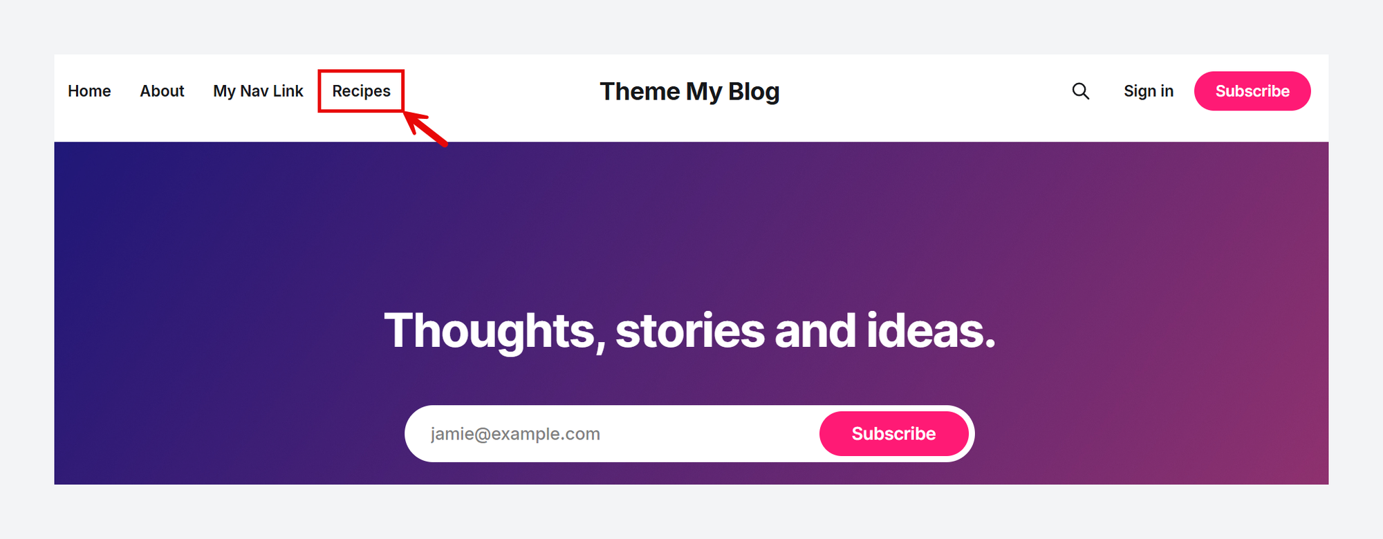 Tag menu item in Primary Navigation