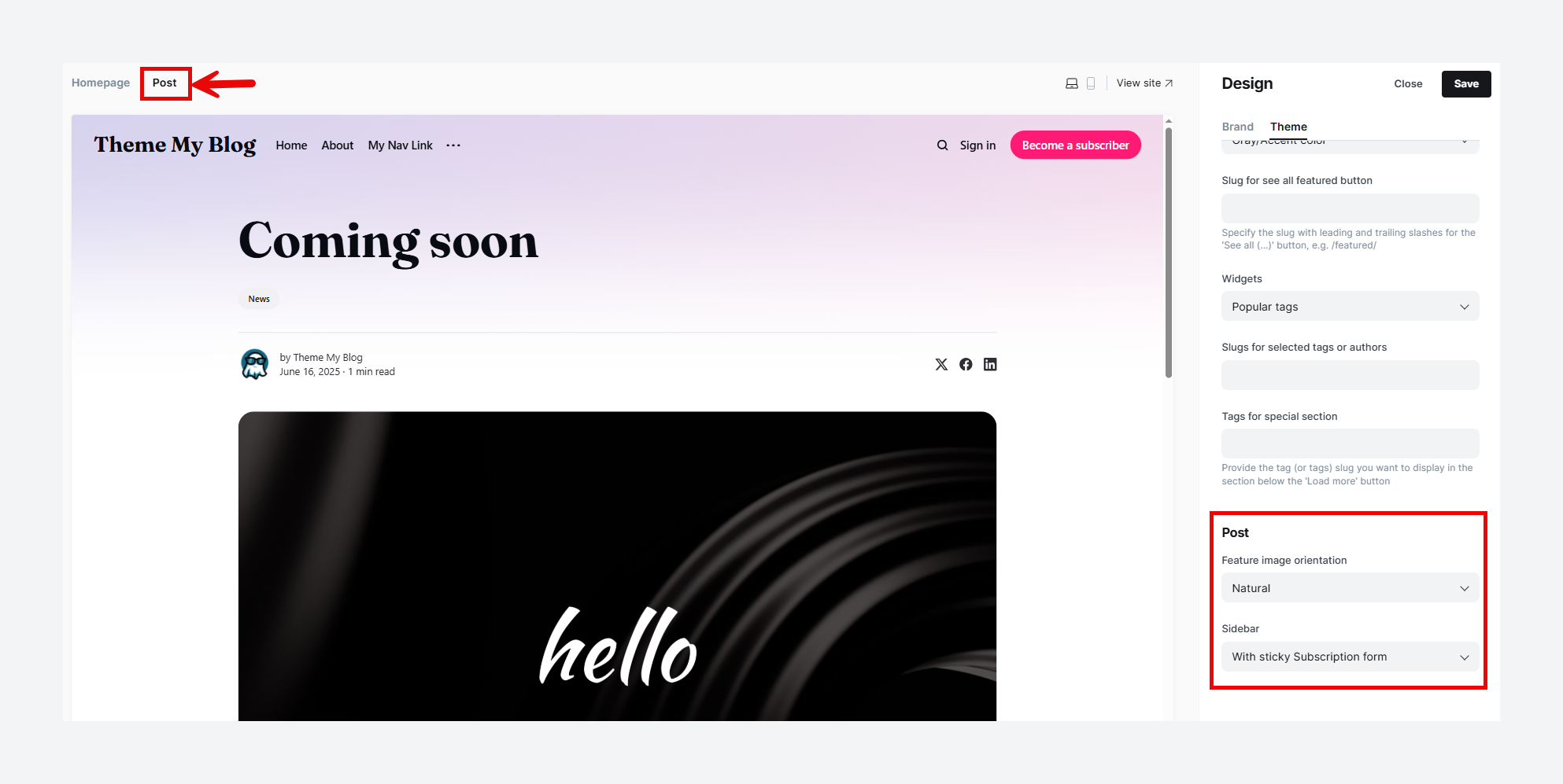 Post preview in Ghost Admin