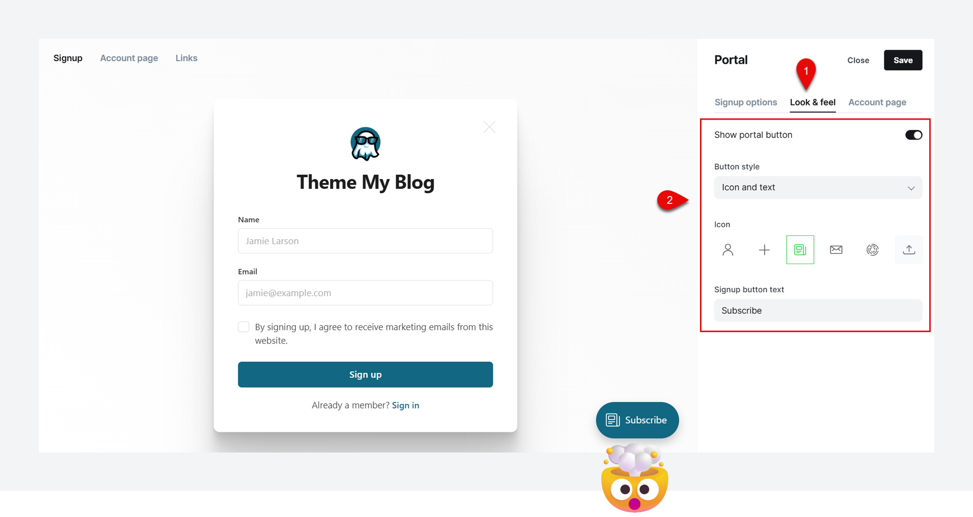 Steps to add a floating subscribe button in Ghost website