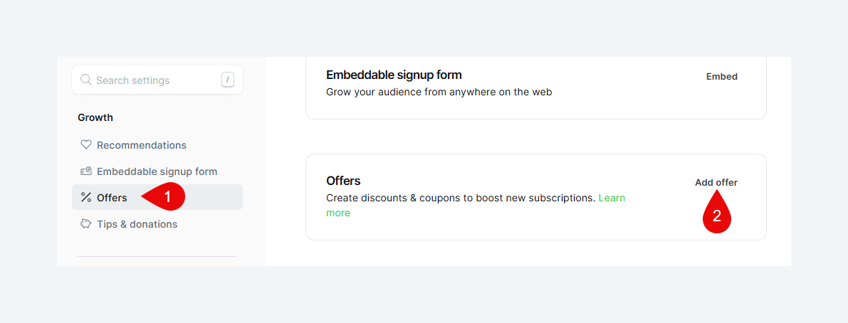 Create an offer in Ghost CMS