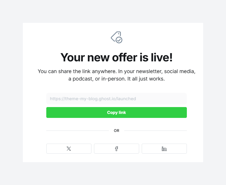 Share your offer URL