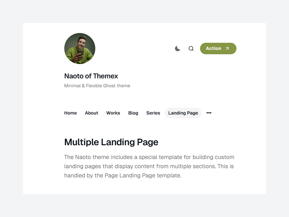 Landing Page Template in Naoto