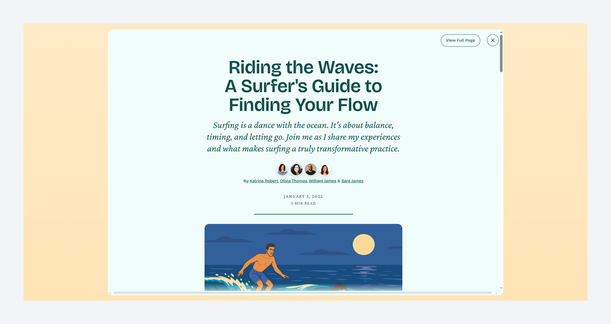Article pop-up modal