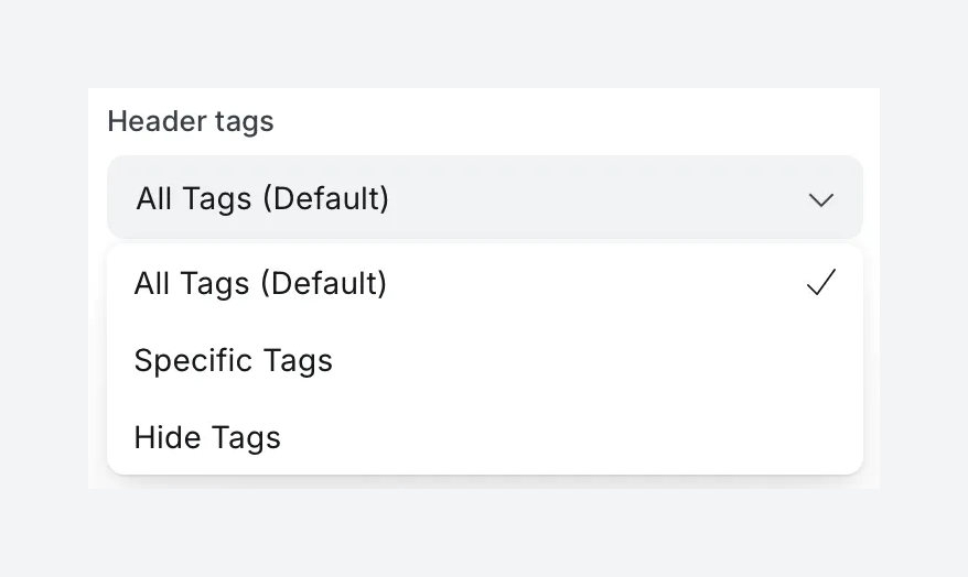 Select how you want to show tags in header