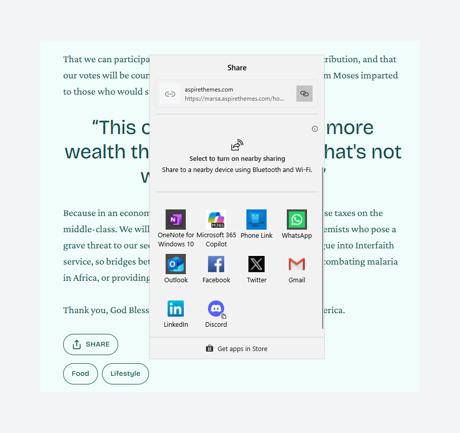 Uses only native browser share