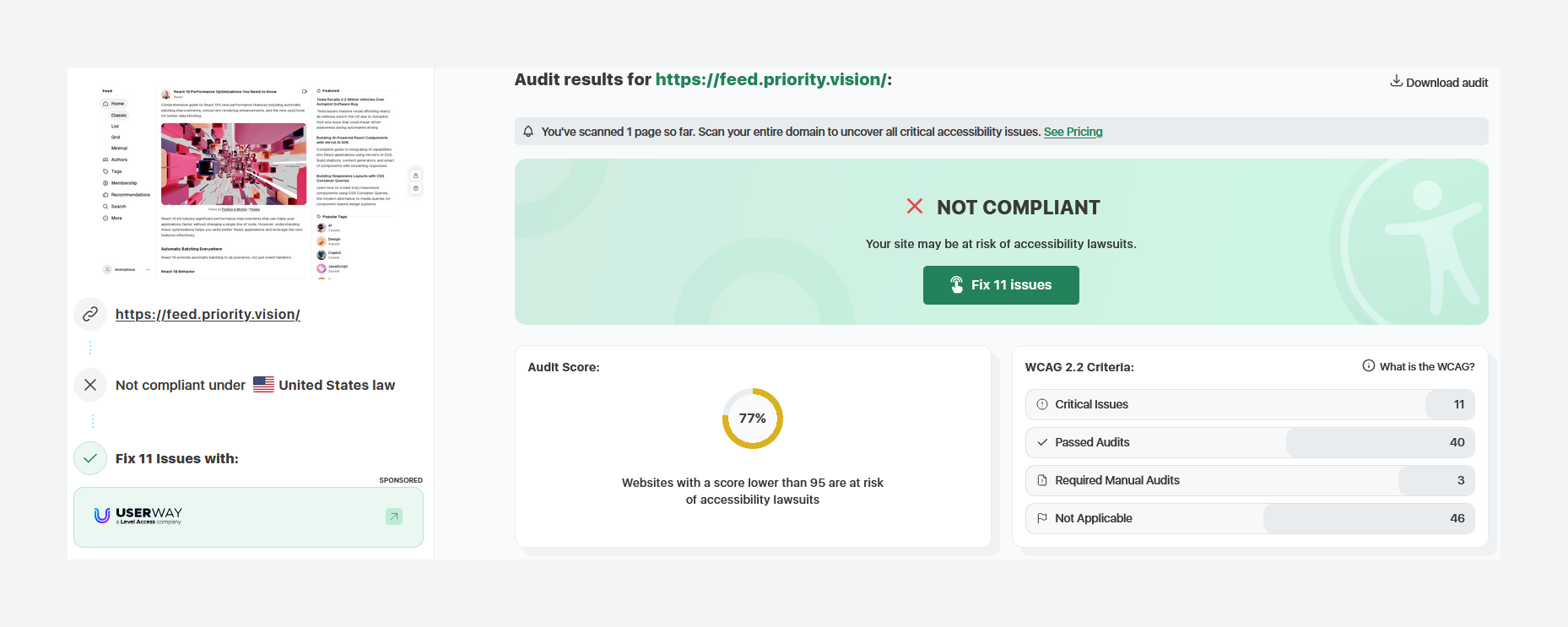Accessibility Report of Feed Ghost Theme