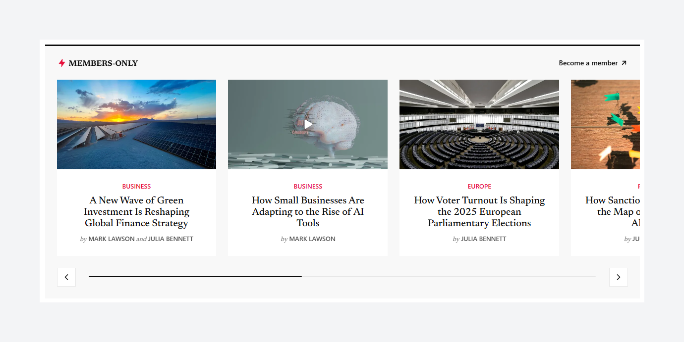 Members only carousel in Gazet Ghost theme