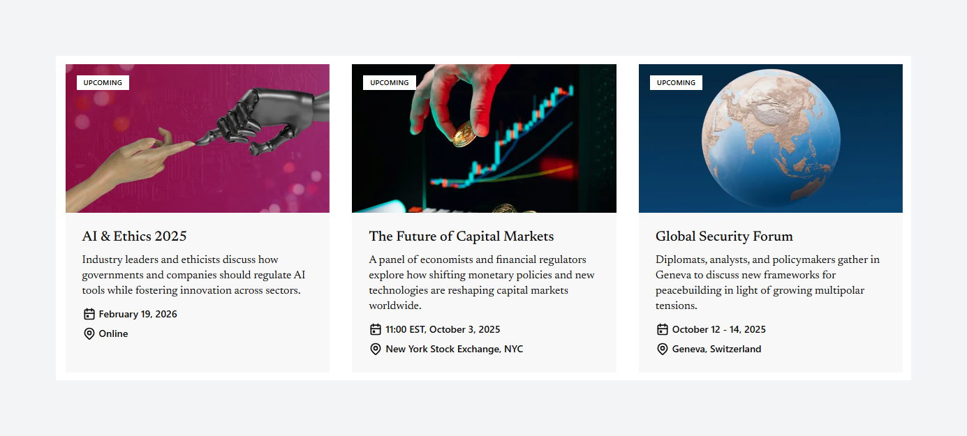 Events section in Gazet