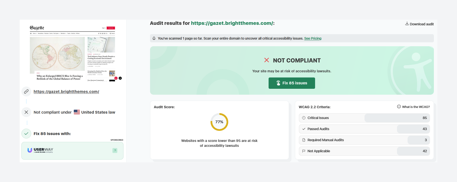 WCAG audit report for Gazet