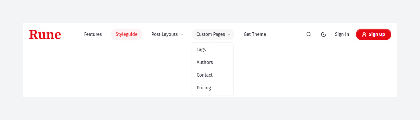 Rune Dropdown Navigation