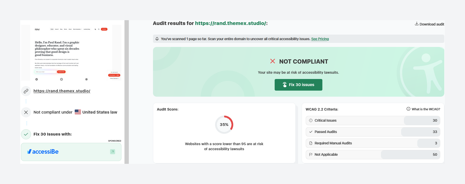 Rand theme accessibility score