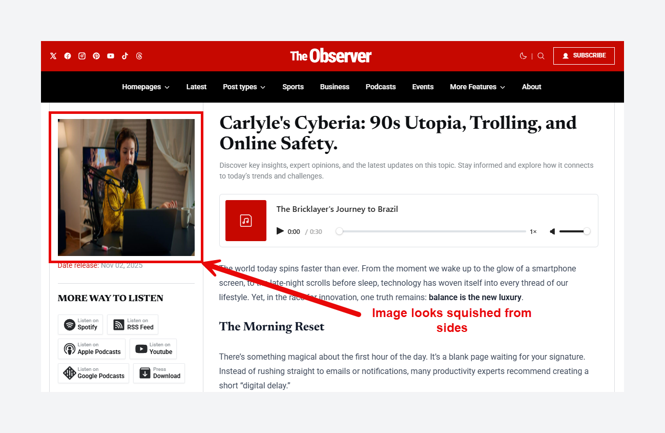 Squished images on Episode page of Observer Ghost Theme