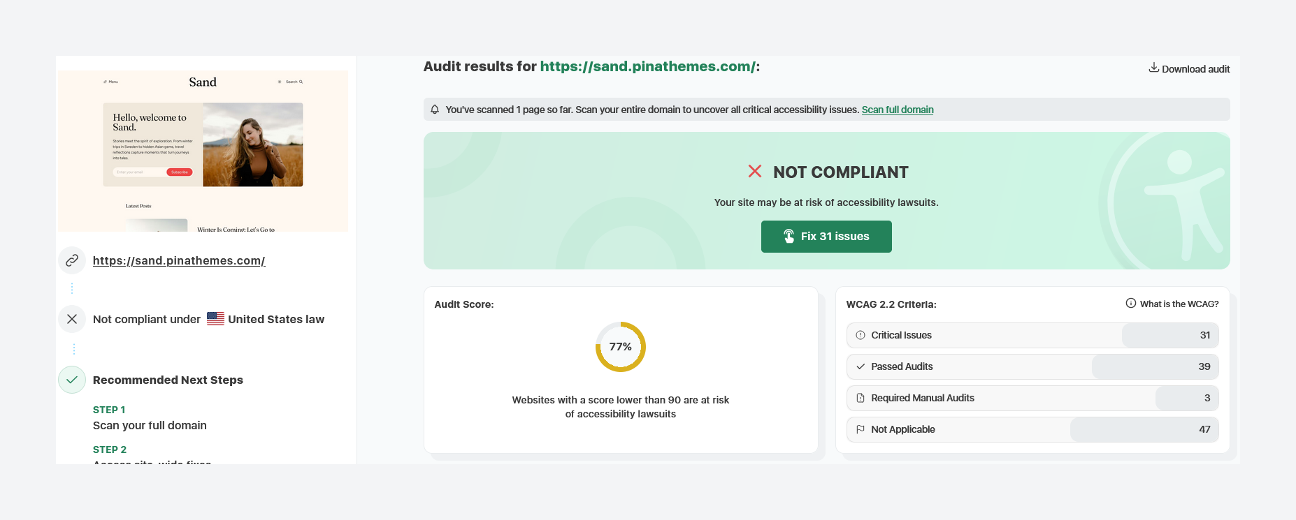 Accessibility and WCAG Compliance of Sand Ghost Theme