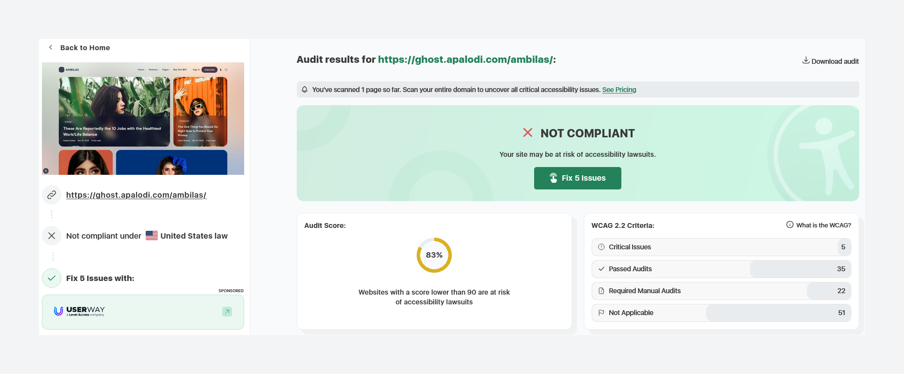 ADA/WCGA Score