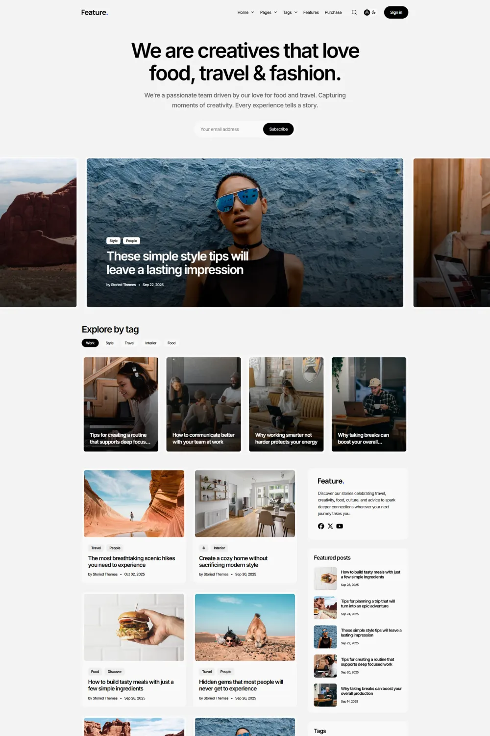 Feature Multipurpose Magazine Ghost Theme