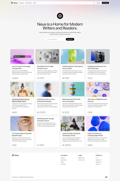 Neue - Clean Minimal Magazine Style Ghost Theme