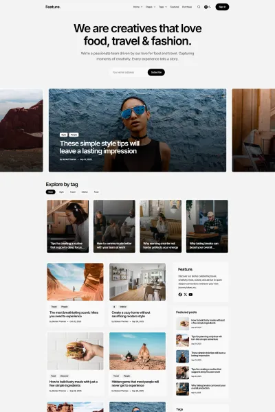 Feature Multipurpose Magazine Ghost Theme