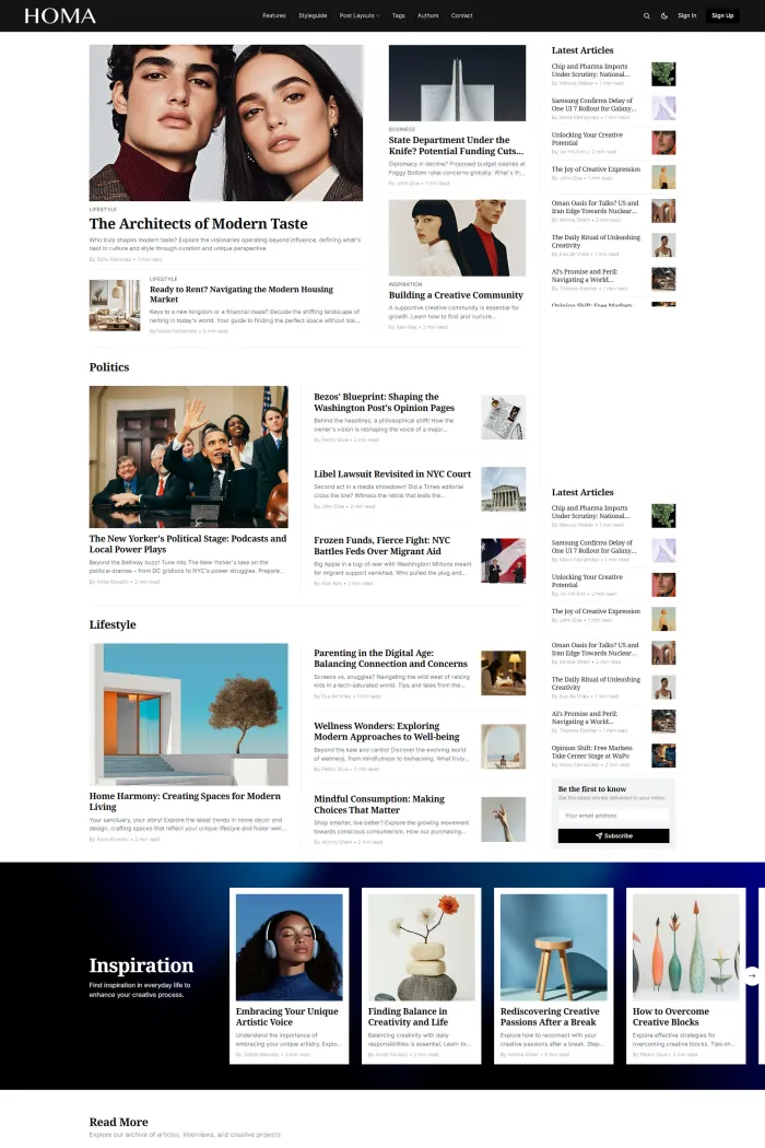 Home Ghost theme for News by Luxe Themes