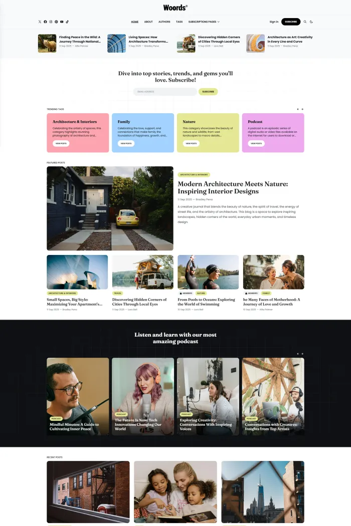 Woords Ghost Theme by Trex Themes